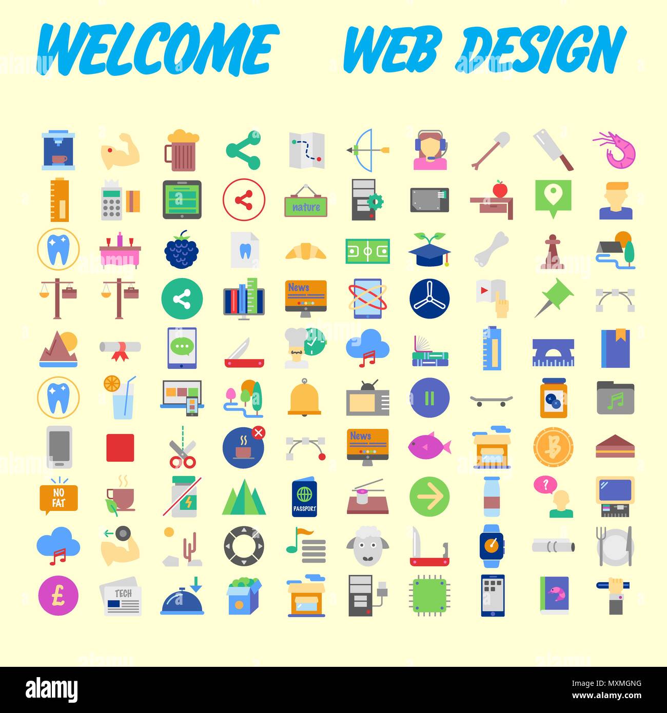 set of 100 high quality flat icons. Vector illustration Stock Vector ...