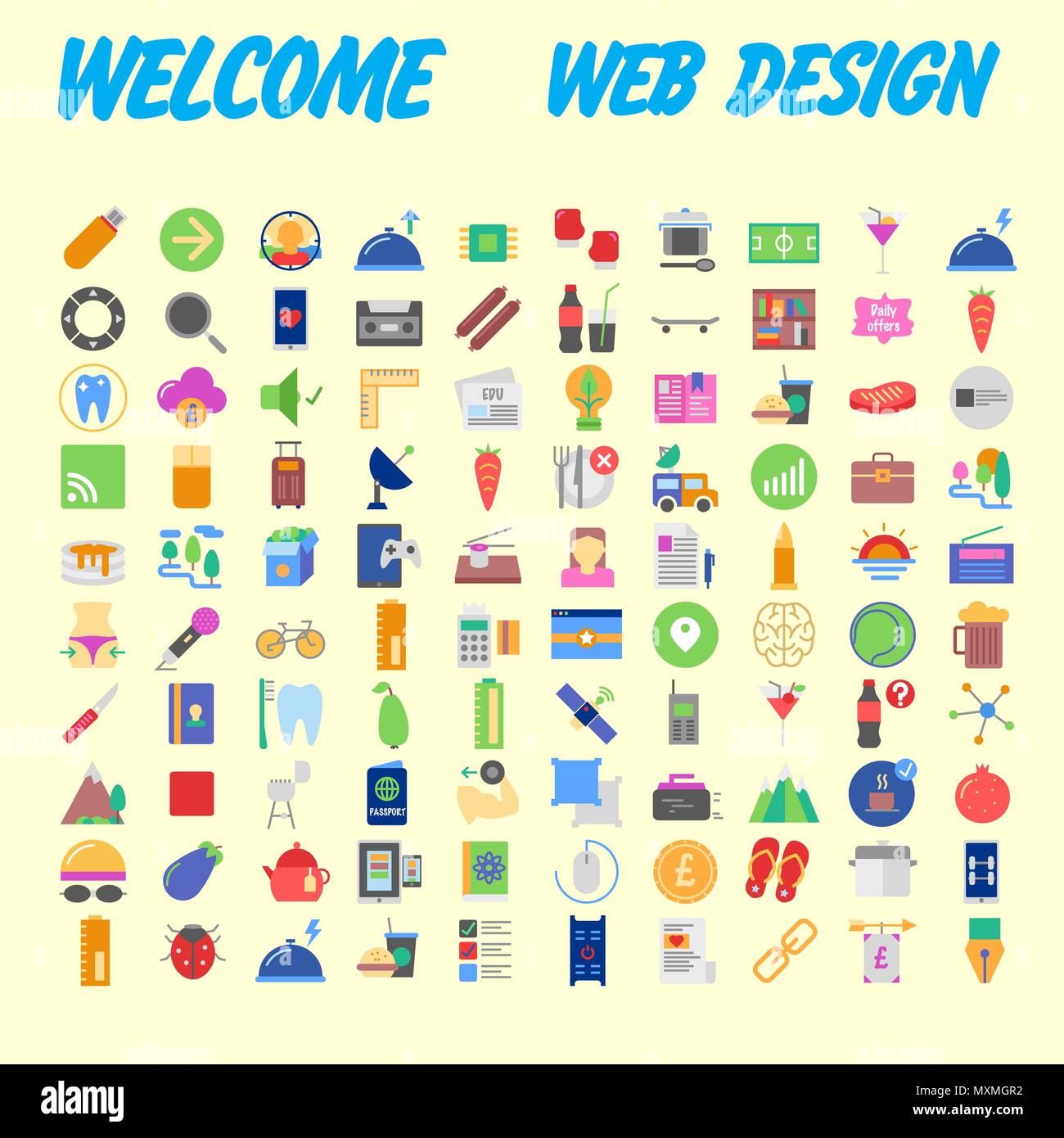 set of 100 high quality flat icons. Vector illustration Stock Vector ...