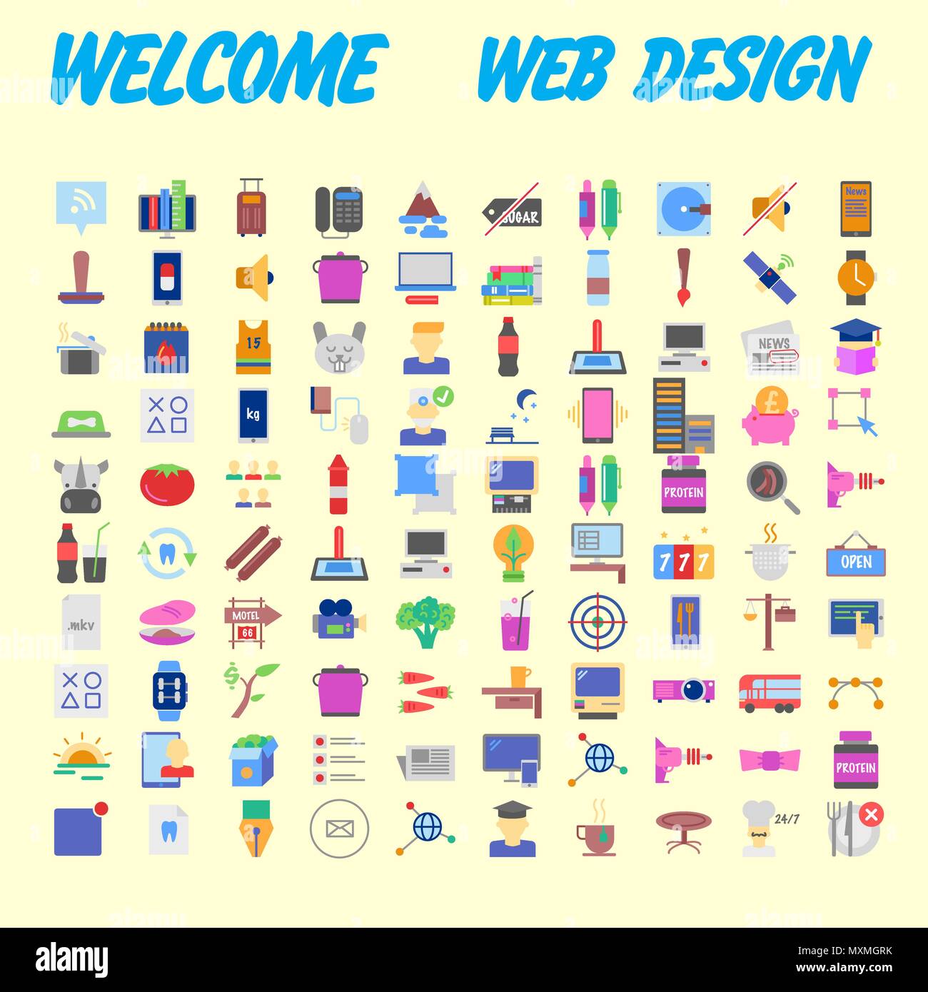 set of 100 high quality flat icons. Vector illustration Stock Vector ...