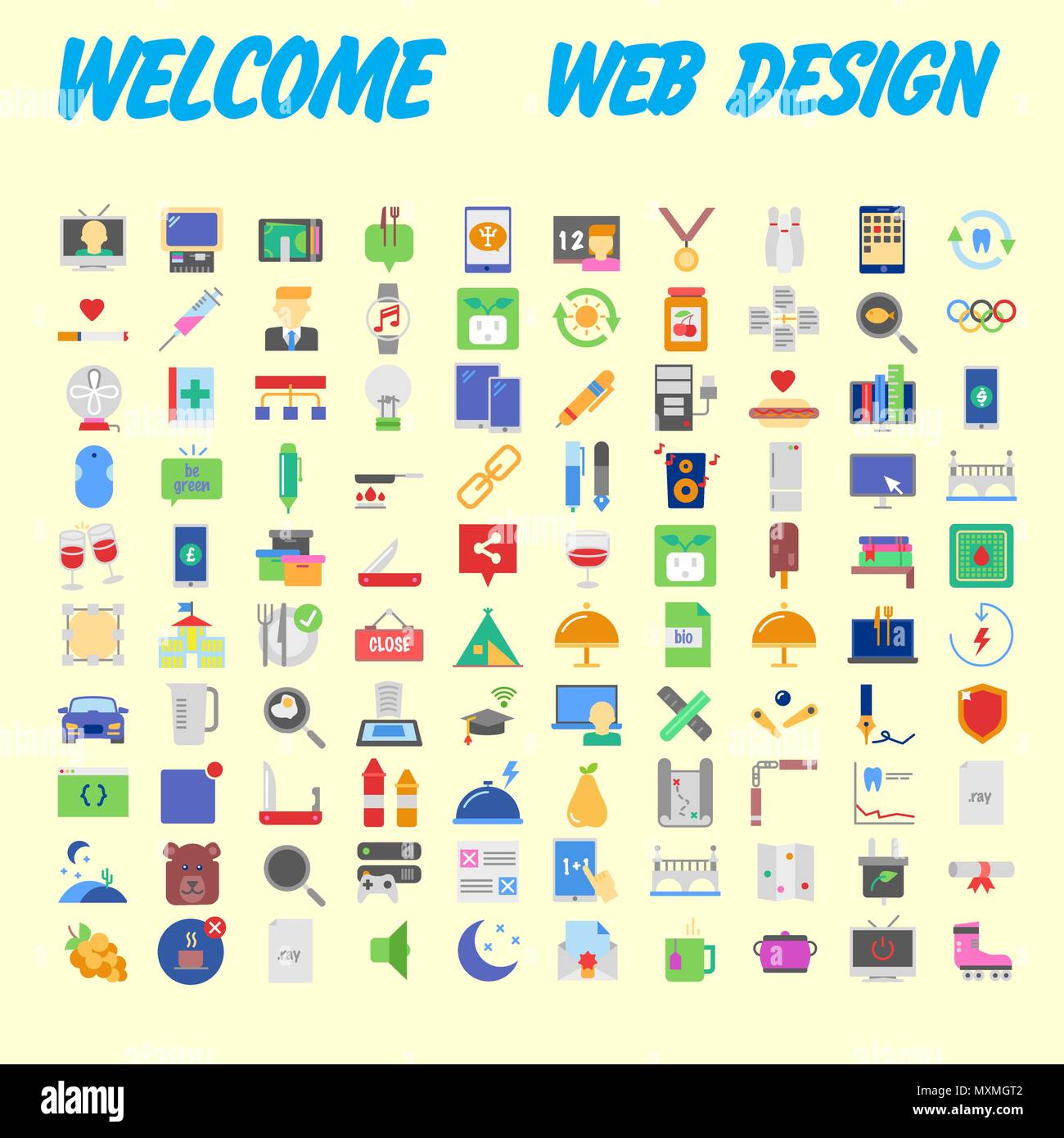 set of 100 high quality flat icons. Vector illustration Stock Vector ...