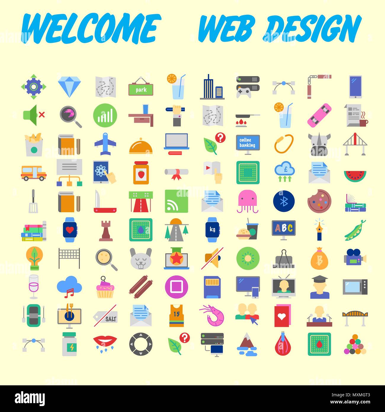 set of 100 high quality flat icons. Vector illustration Stock Vector ...