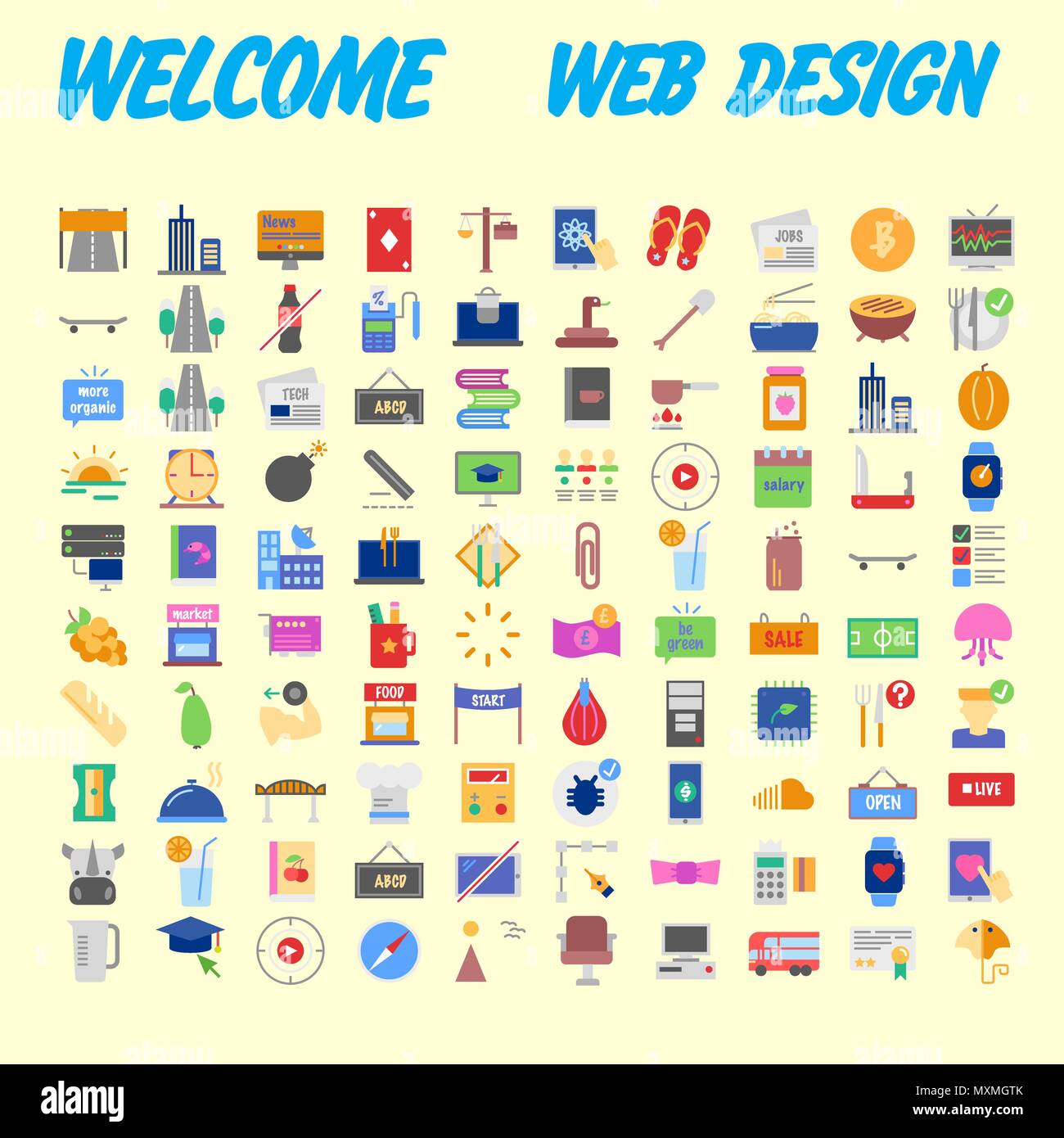 set of 100 high quality flat icons. Vector illustration Stock Vector ...