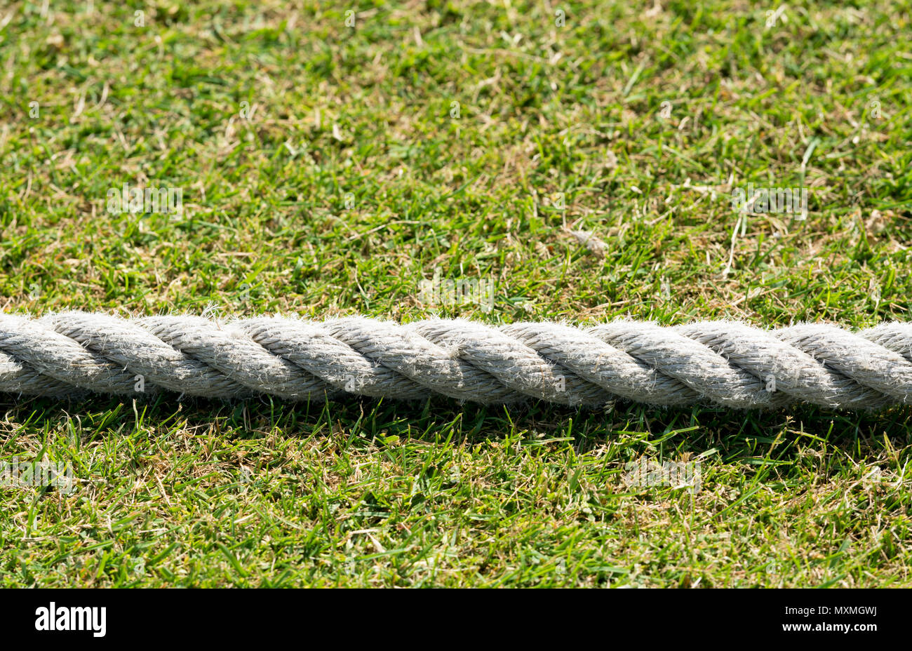 Cricket pitch boundary rope Stock Photo