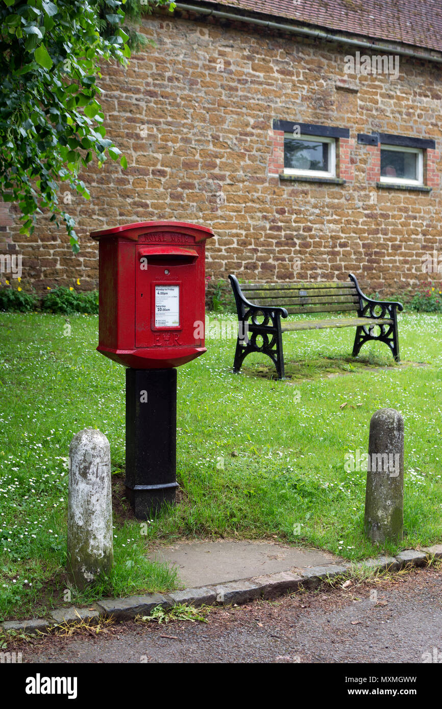 Postbox on The Green, Staverton, Northamptonshire, England, UK Stock Photo