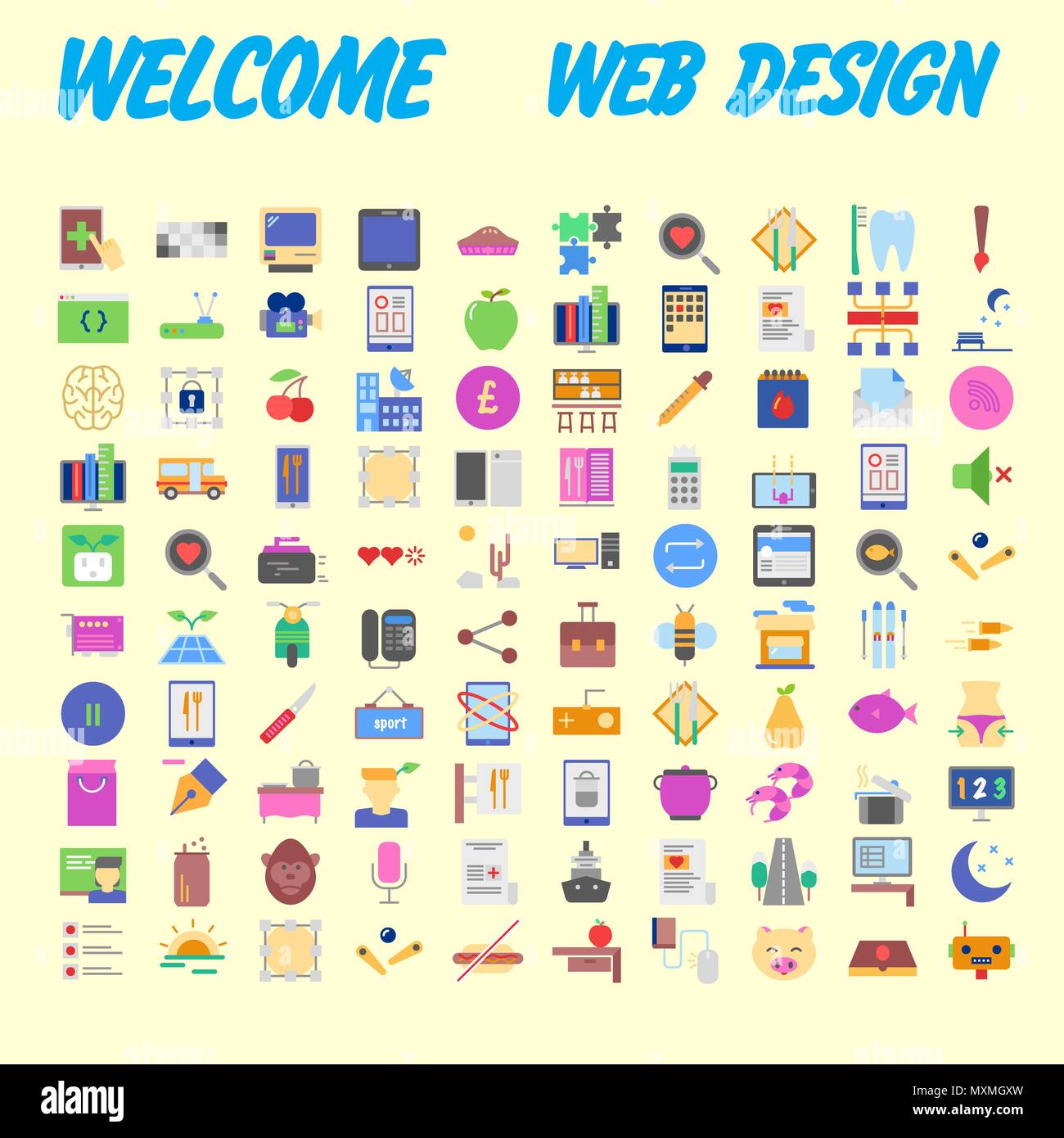 set of 100 high quality flat icons. Vector illustration Stock Vector ...