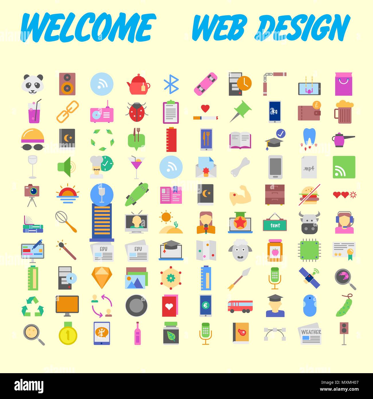 set of 100 high quality flat icons. Vector illustration Stock Vector ...