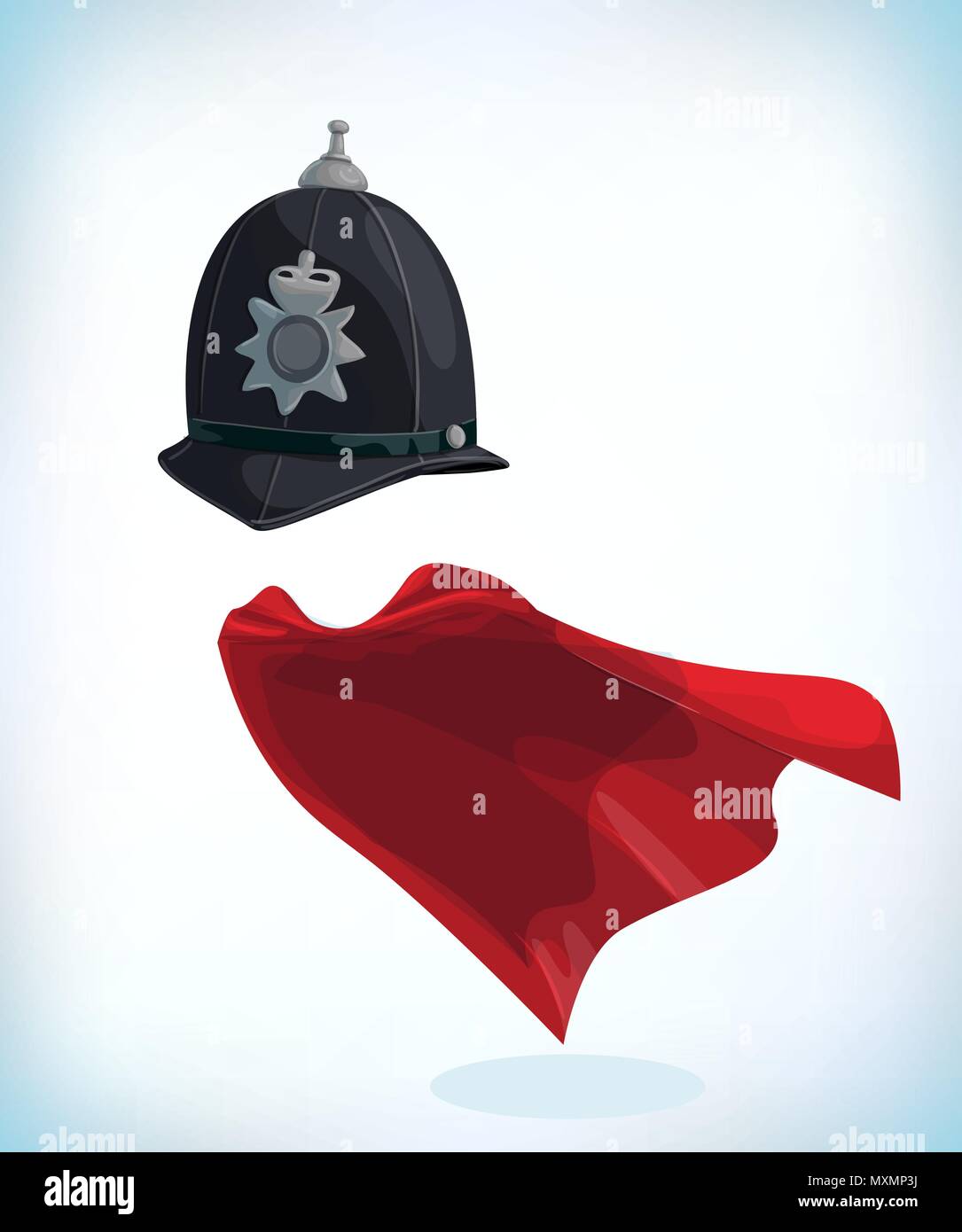 London policeman helmet. Masquerade costume headdress. Carnival or Halloween mask. Cartoon Vector illustration Stock Vector