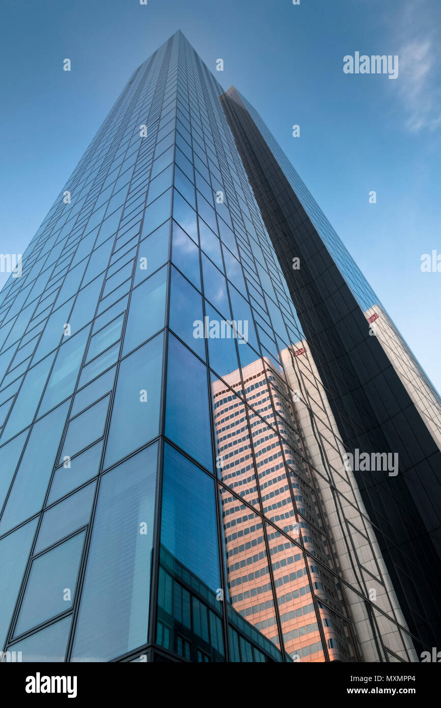 Exterior facade of skyscraper offices known as Gallileo Tower, Gallusanlage, Frankfurt, Hesse, Germany Stock Photo