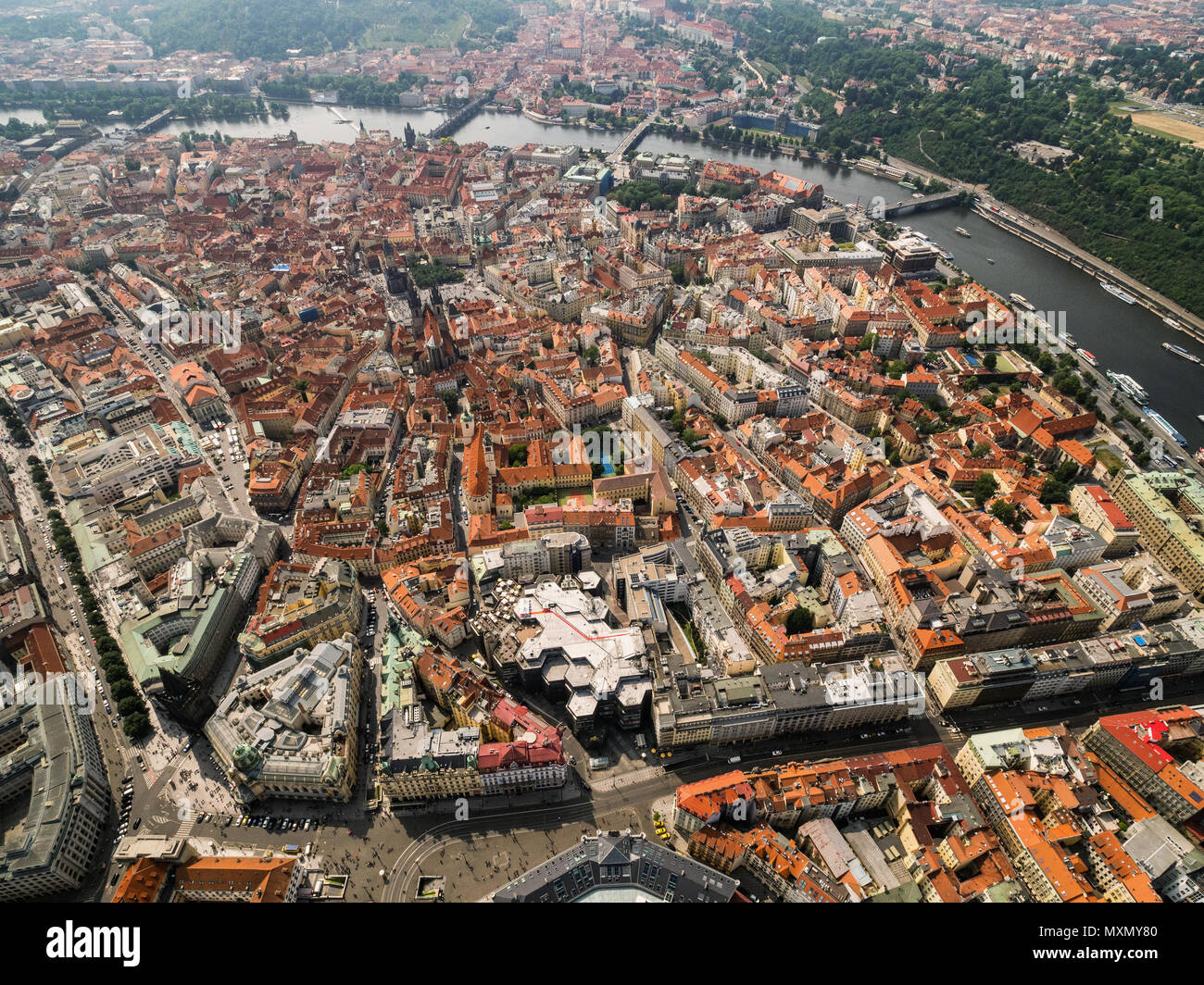 Aerial view on Prague City, Czech Republic. Old Town and Old Town