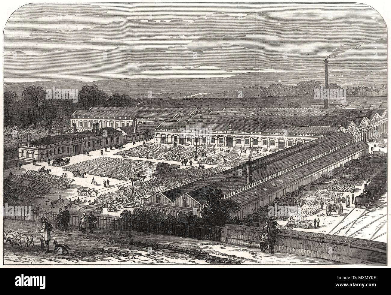 Britannia Ironworks & Agricultural Implement Manufactory, Bedford 1874. The Illustrated London News Stock Photo