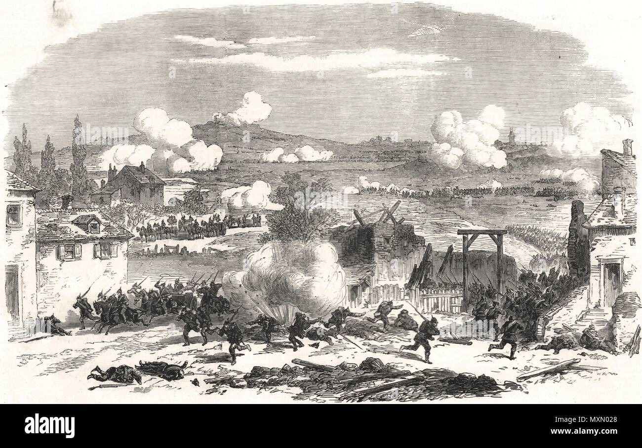 The war defence of Paris - battle at Villejuif 1870. The Illustrated London News Stock Photo