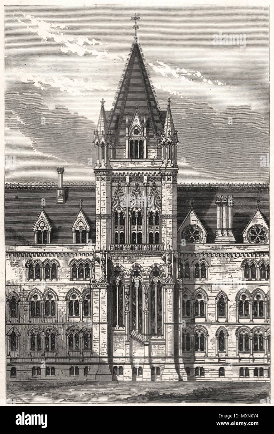 Park front of the new Foreign Office (Giles Gilbert Scott) . London 1859. The Illustrated London News Stock Photo