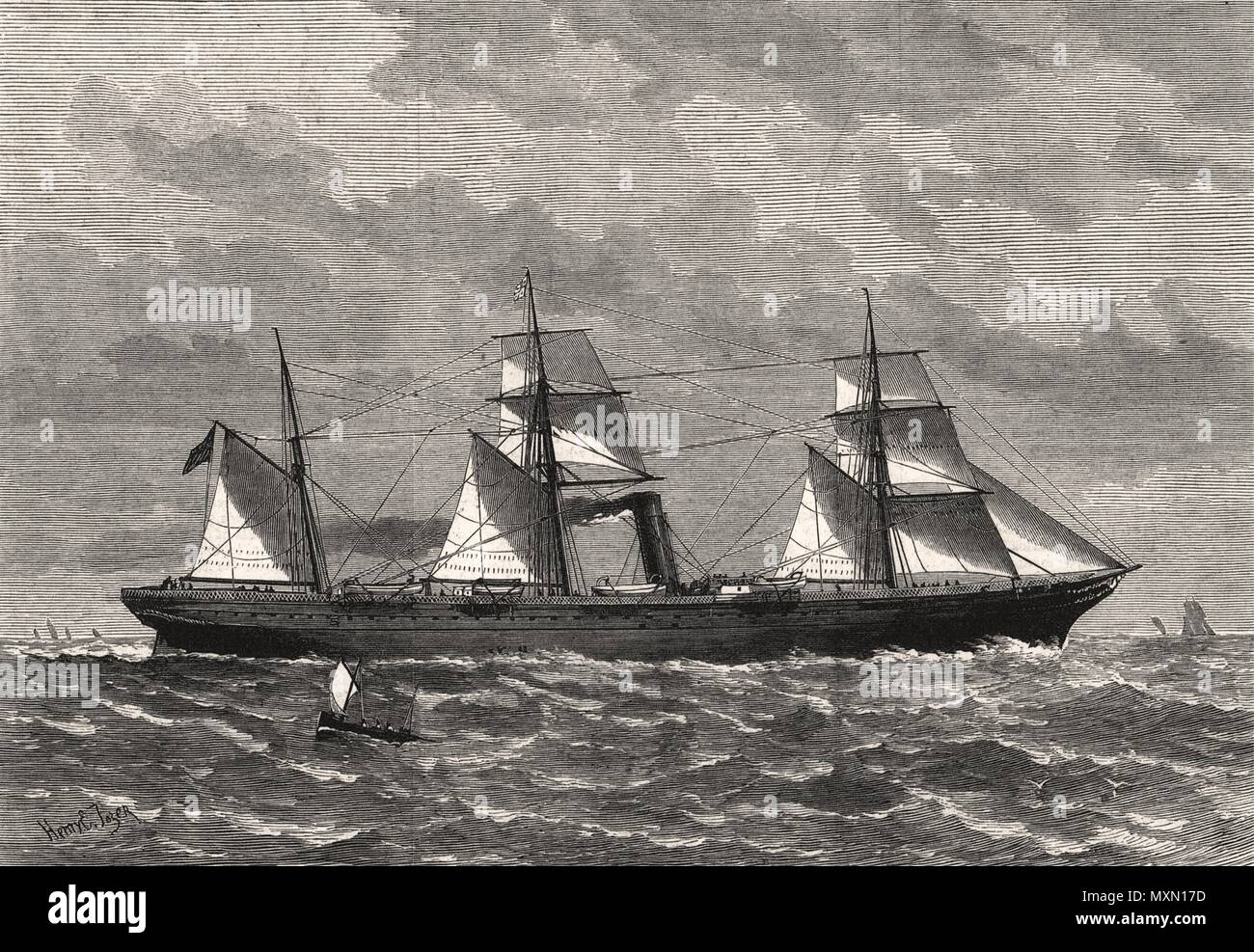 Photo 1880s View of Ship SS Australia 