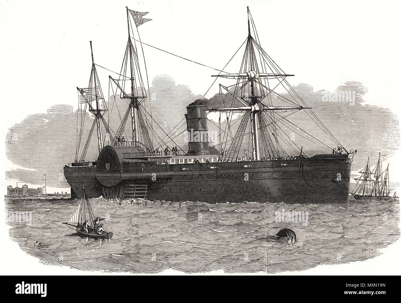 Inman Atlantic Ship Berlin antique print GERMANY 1875