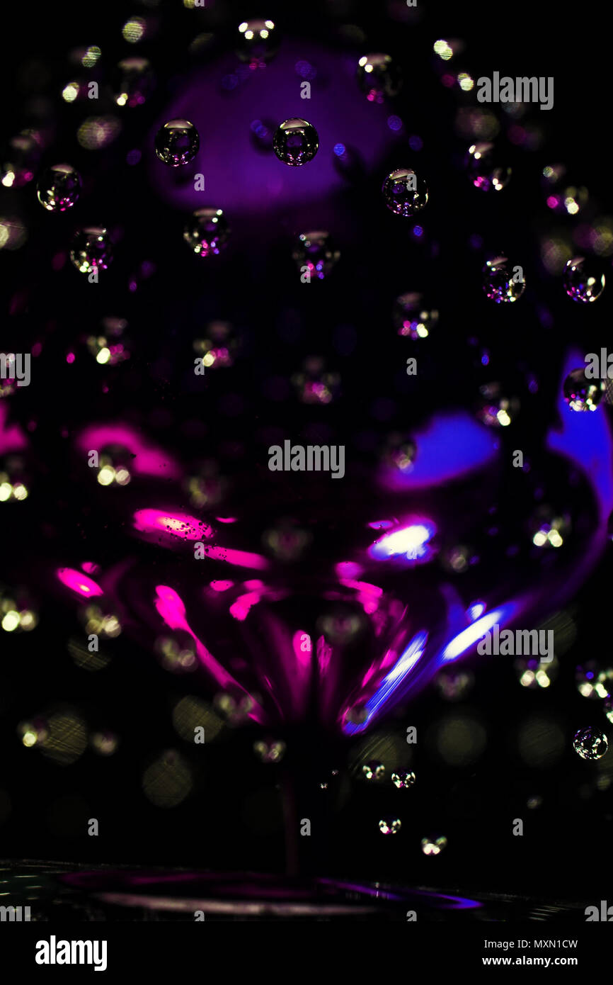 Handmade beautiful art glass with bubbles inside. Close up photo as