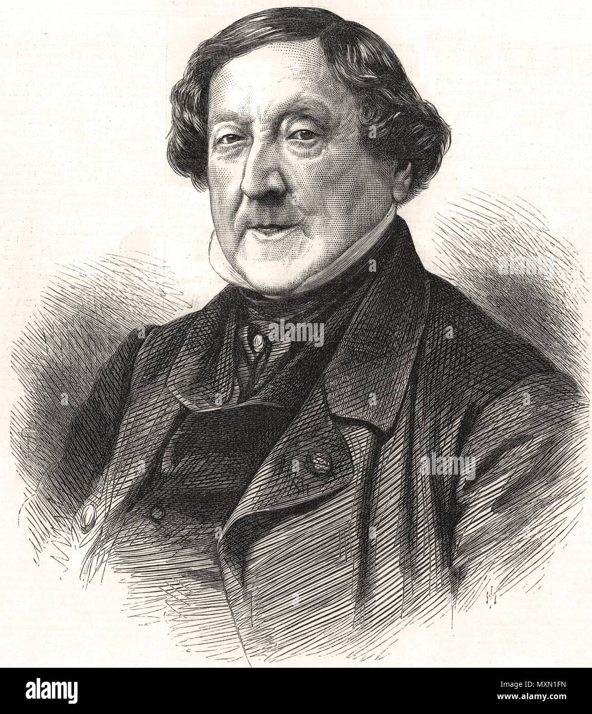 The late Gioacchino Rossini, the composer. Music 1868. The Illustrated London News Stock Photo