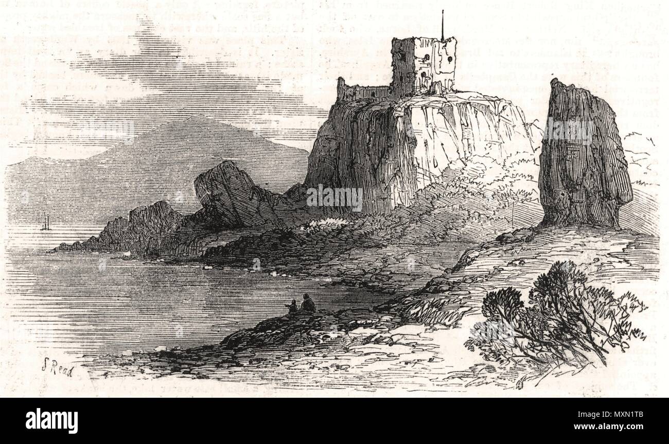 Dunollie castle. Scotland 1871. The Illustrated London News Stock Photo ...