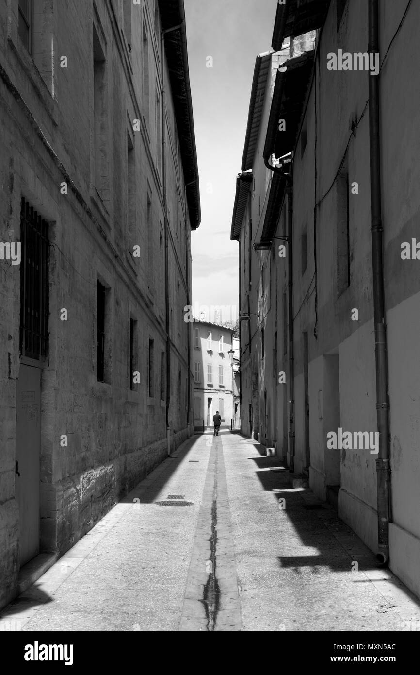 Avignon street in old city, Vaucluse department, Provence-Alpes-Côte d’Azur, France Stock Photo
