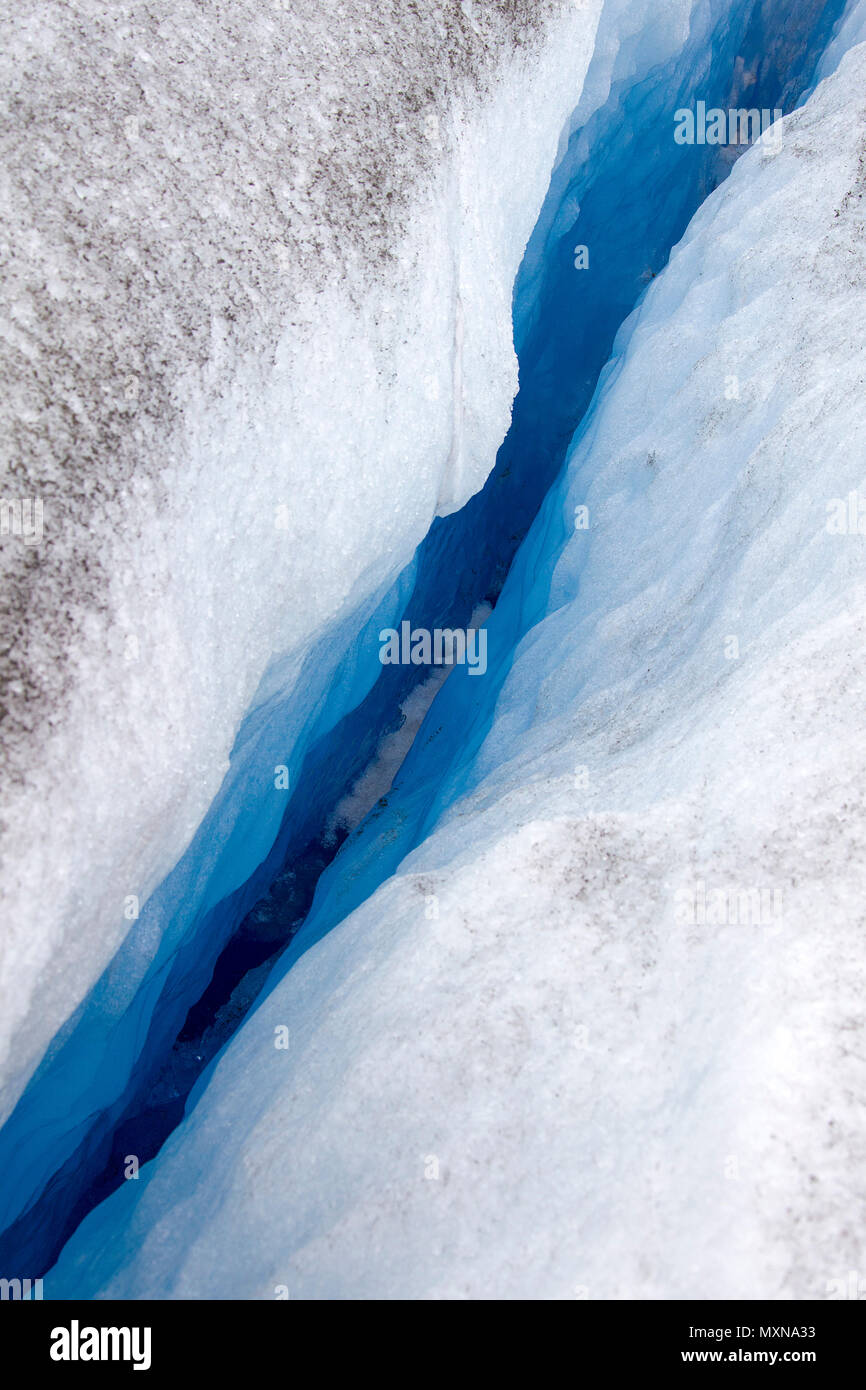 Crevasse at Juneau Icefield, Mendenhall glacier, Alaska, North Pacific, USA Stock Photo