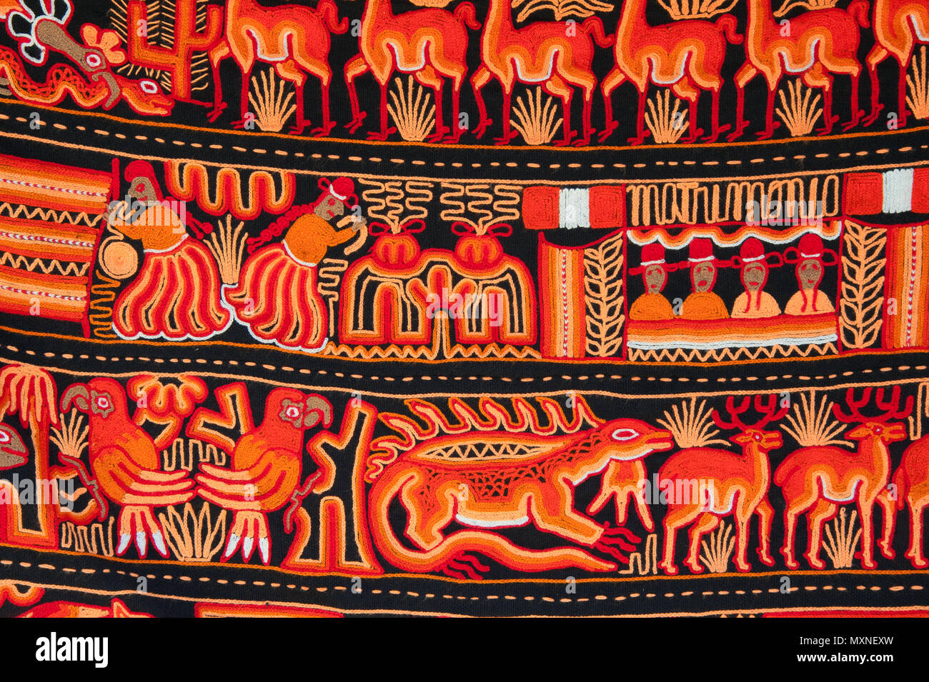Ancient illustrations sold as beautiful Peruvian tapestries Stock