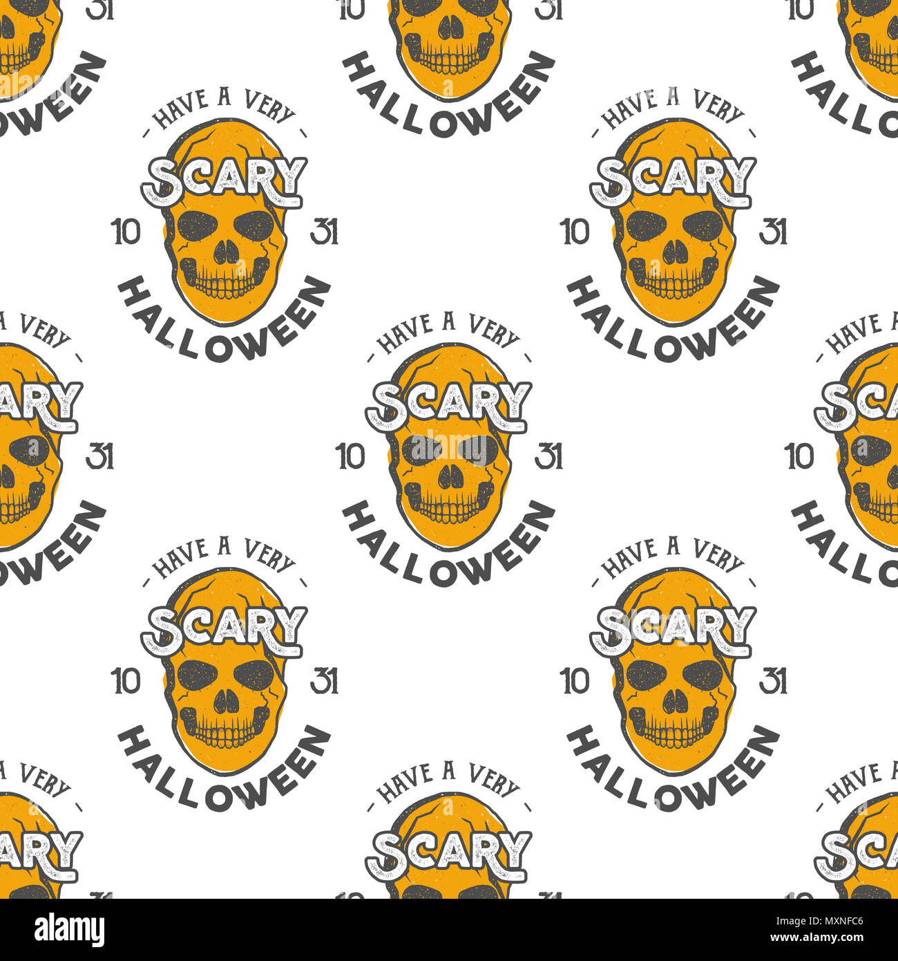 Halloween Skulls Seamless Pattern With Holiday Wish Typography