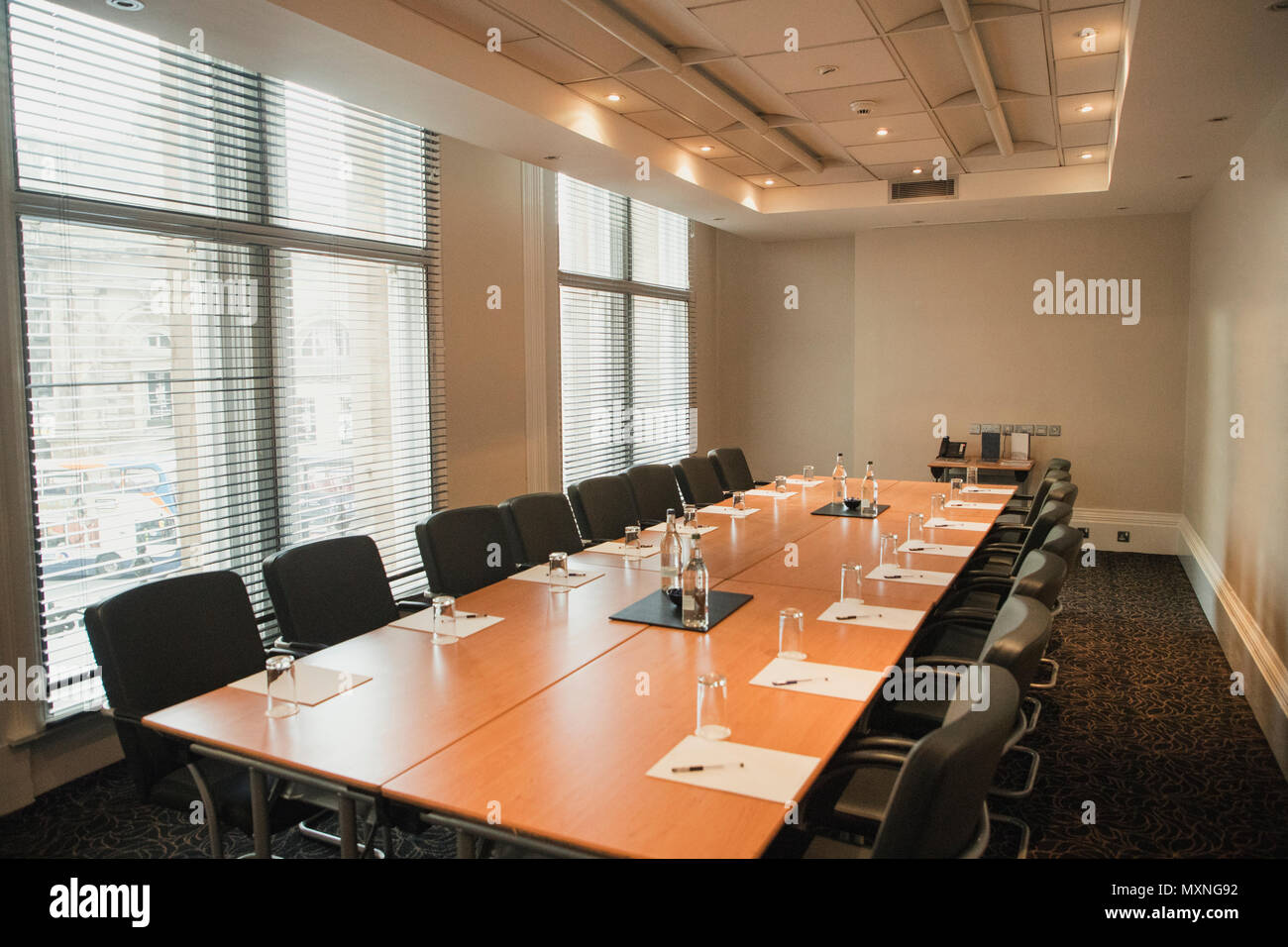 Wide Angle Interior Shot Of A Business Board Room Empty And