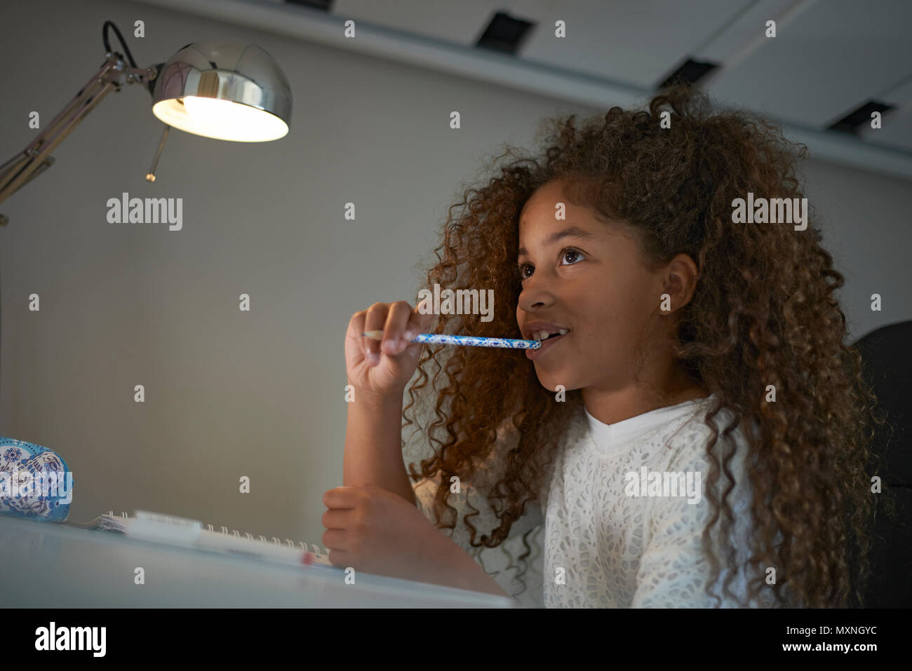 Portrait Of A Young Preteen Mixed Race Girl With Big Curly Hair