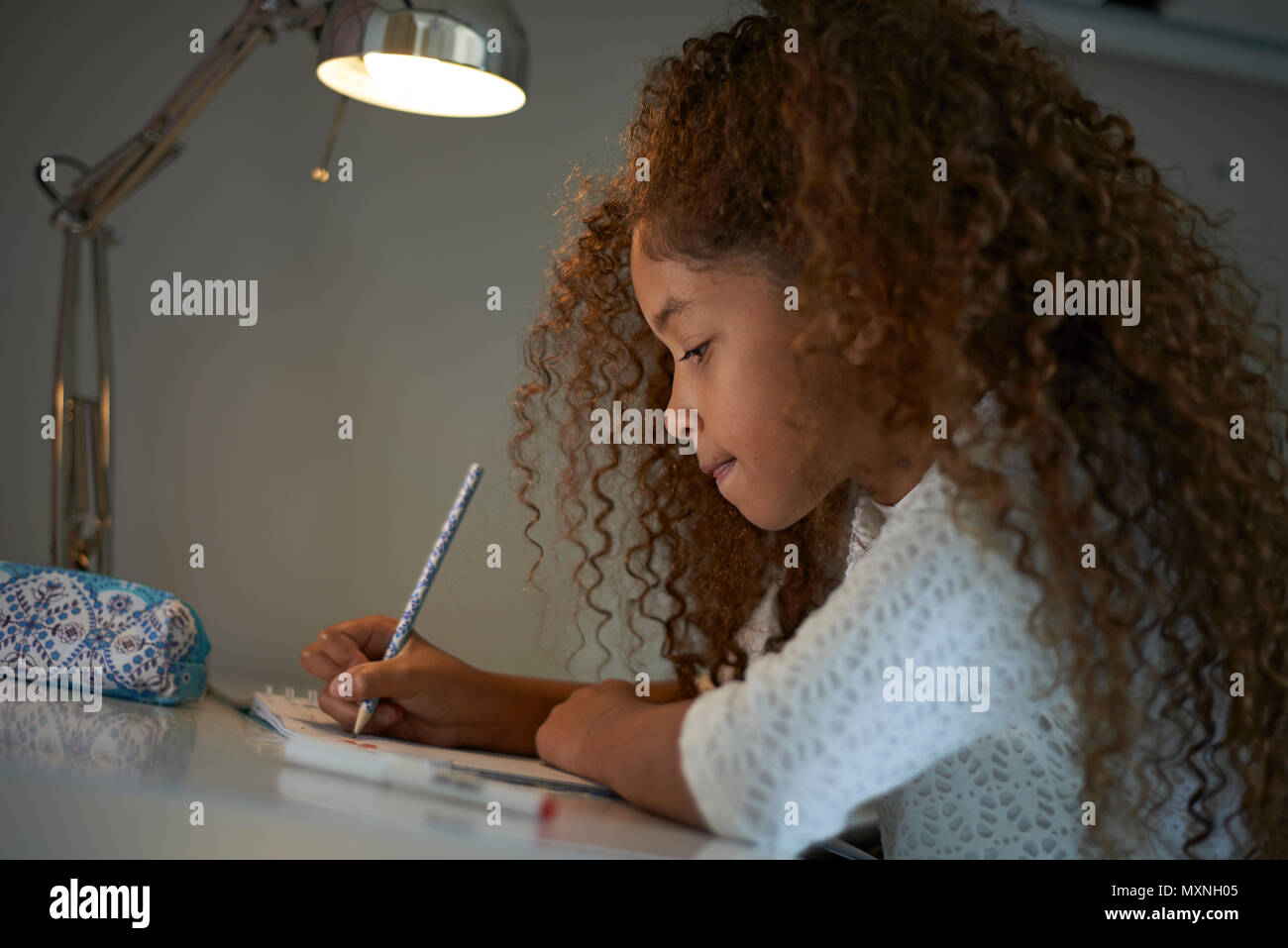 Portrait Of A Young Preteen Mixed Race Girl With Big Curly Hair