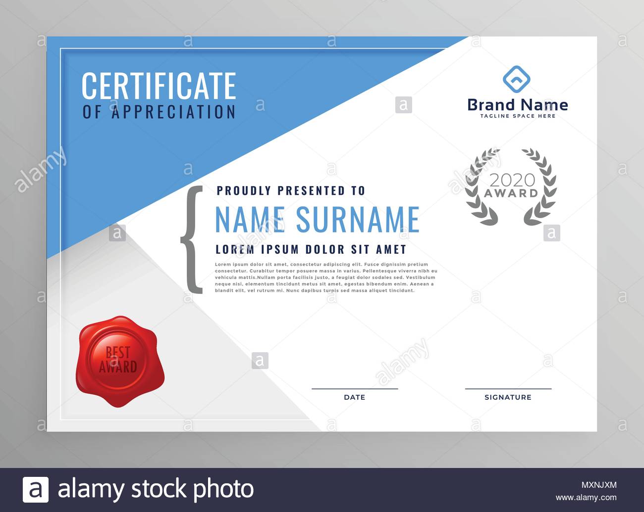 modern blue certificate of appreciation design stock vector modern certificate of appreciation design