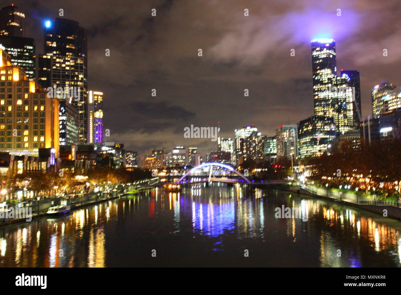 Melbourne’s Yarra River at night Stock Photo