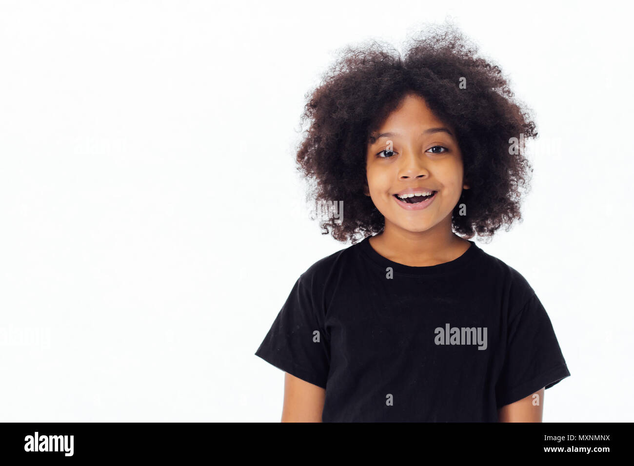 Cute And Happy African American Kid Smiling And Laughing Isolated