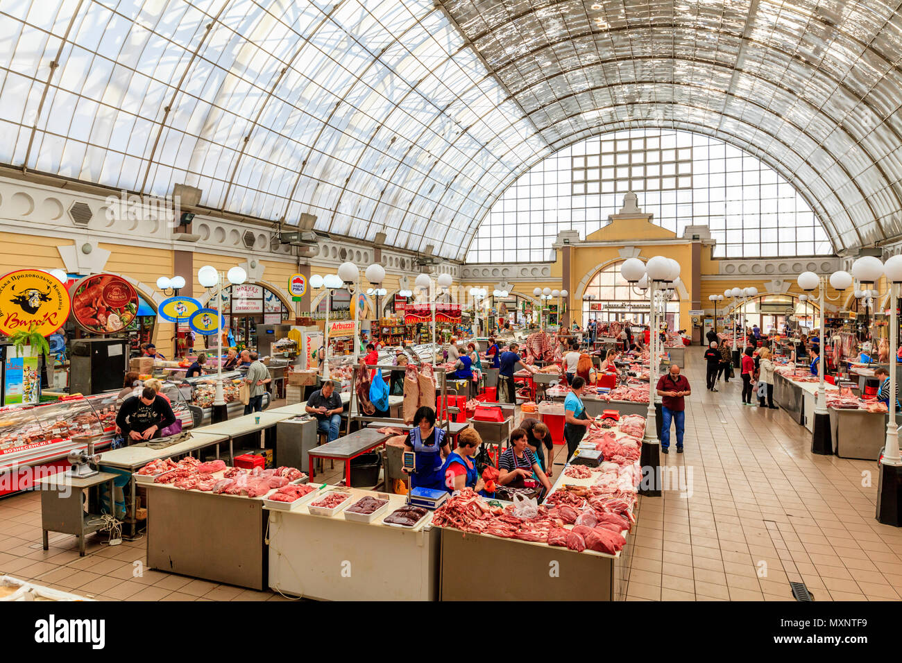 Fresh Meat For Sale At The Privoz Market, Odessa, Ukraine Stock Photo