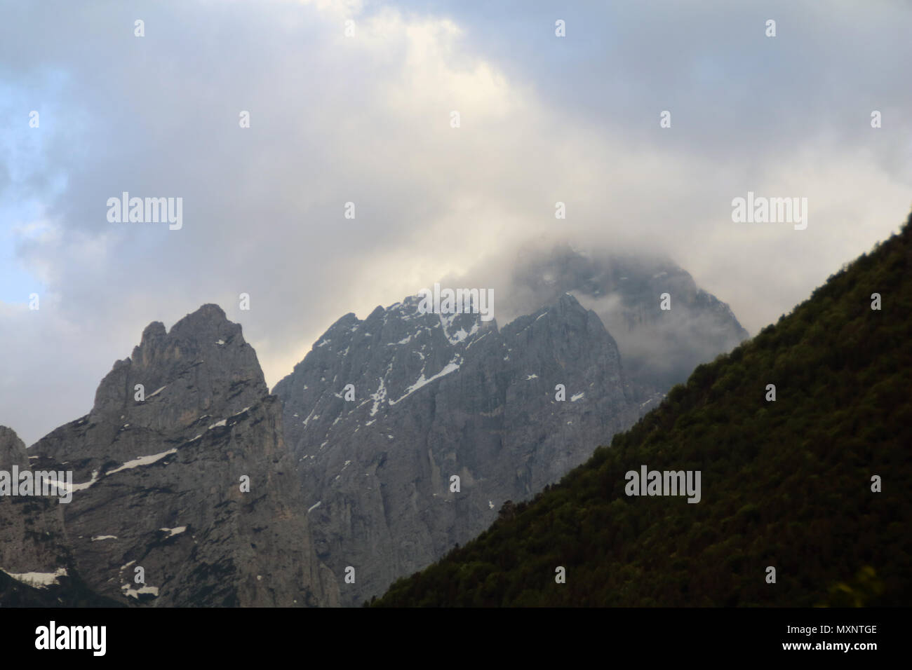 view of an alpine mountain landscape in the dolomites Stock Photo - Alamy