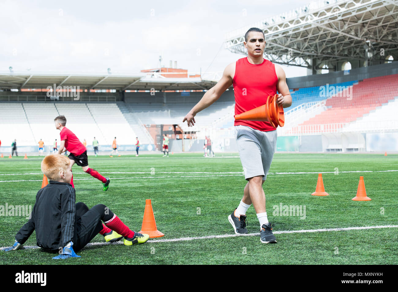 Football Coach Giving Instructions Stock Photo Alamy