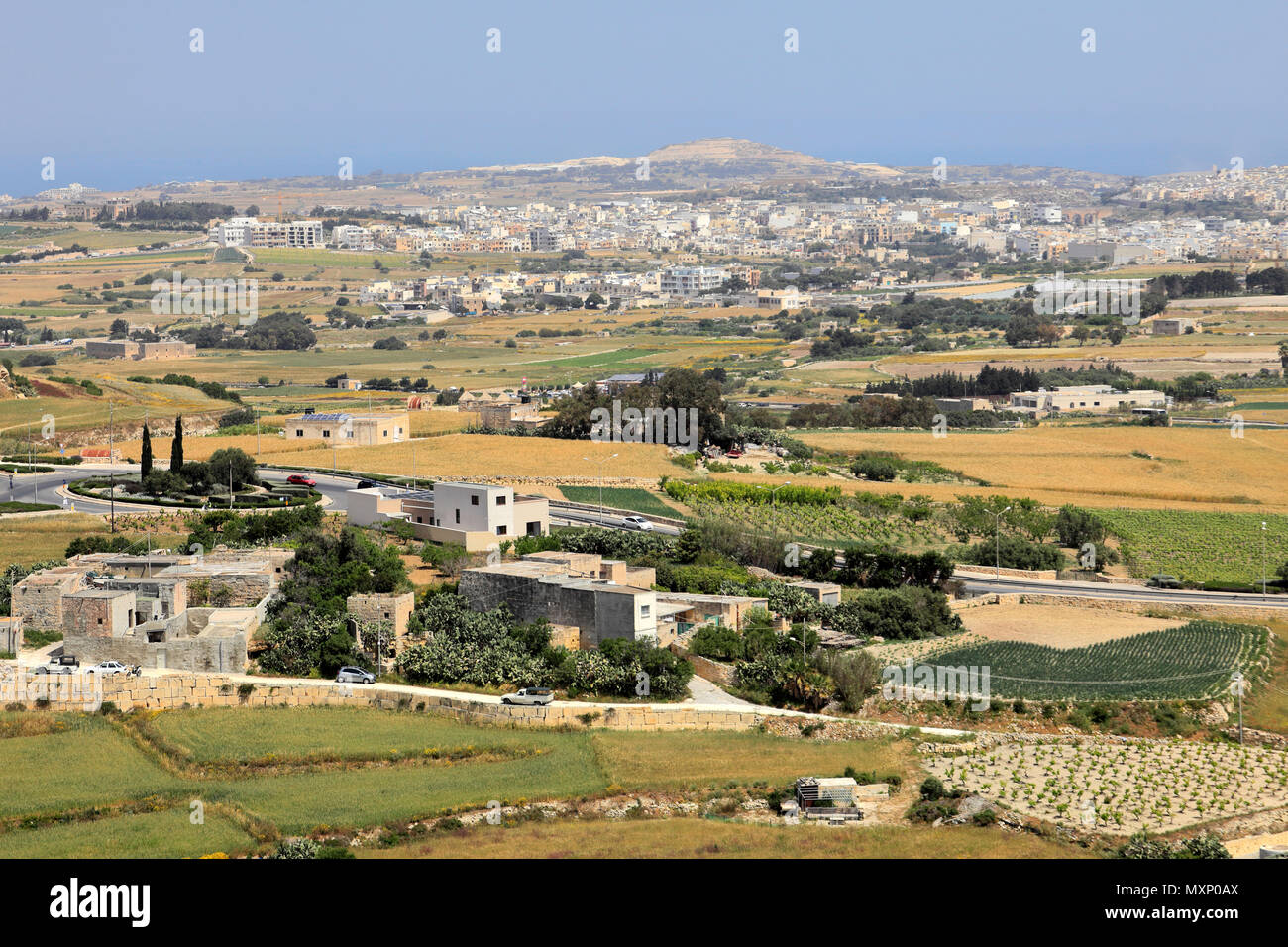 Summer view over Ta' Qali, a wide open space in Attard, central Malta, Stock Photo