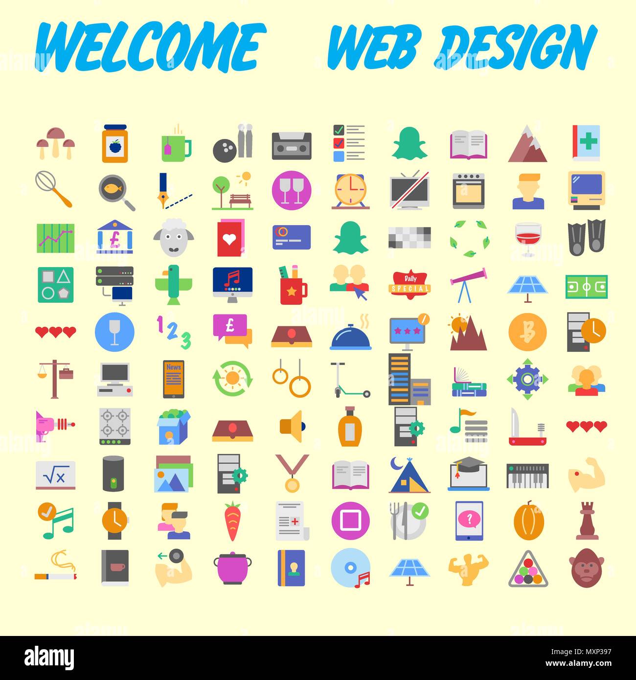 Set of 100 universal modern thin line icons for web and mobile. Vector ...