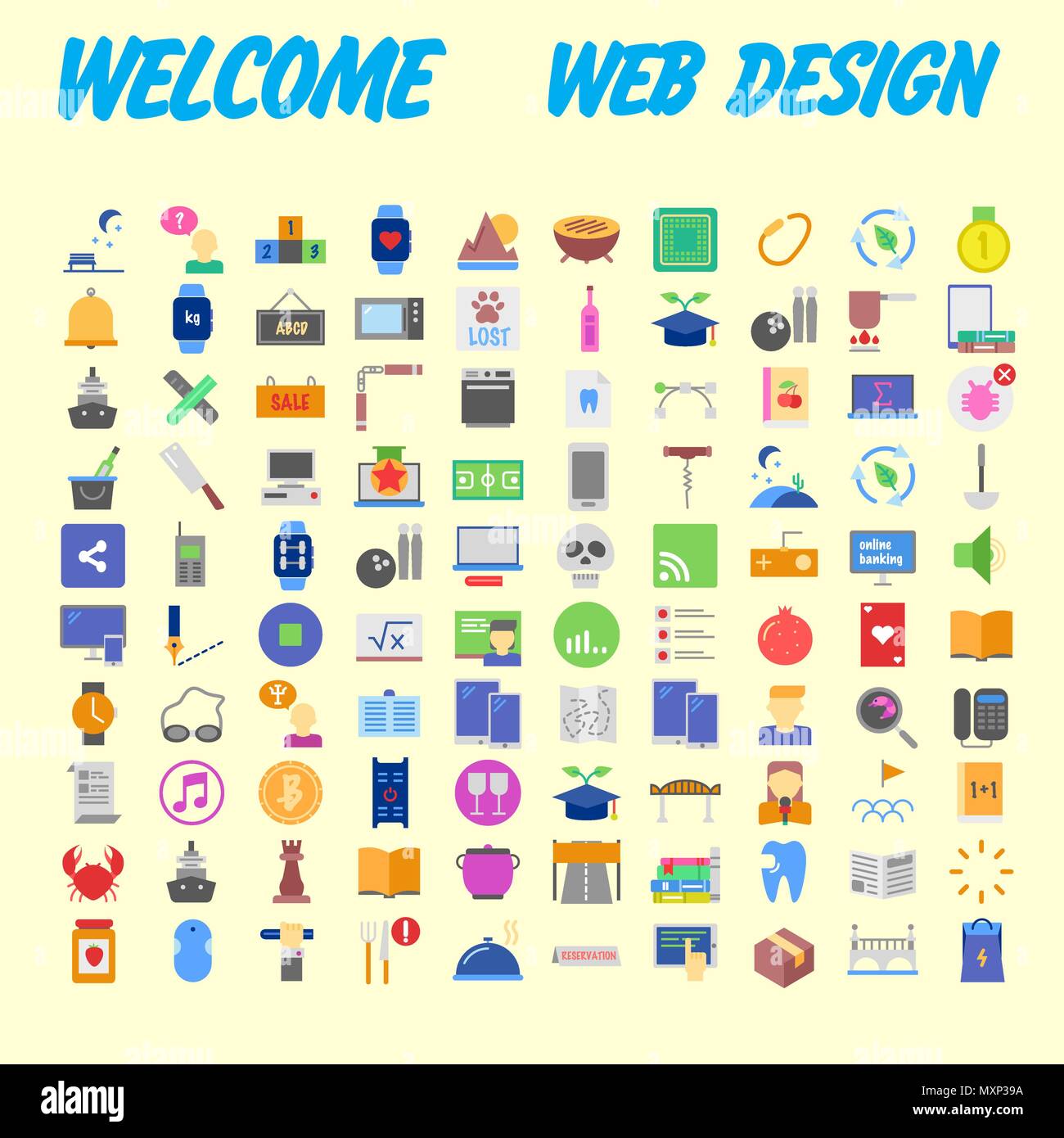 Set of 100 universal modern thin line icons for web and mobile. Vector ...