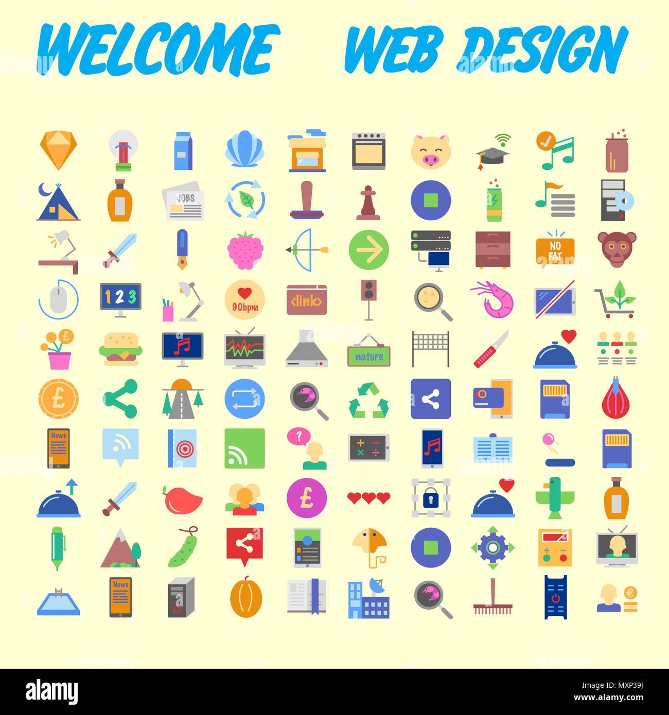Set of 100 universal modern thin line icons for web and mobile. Vector ...