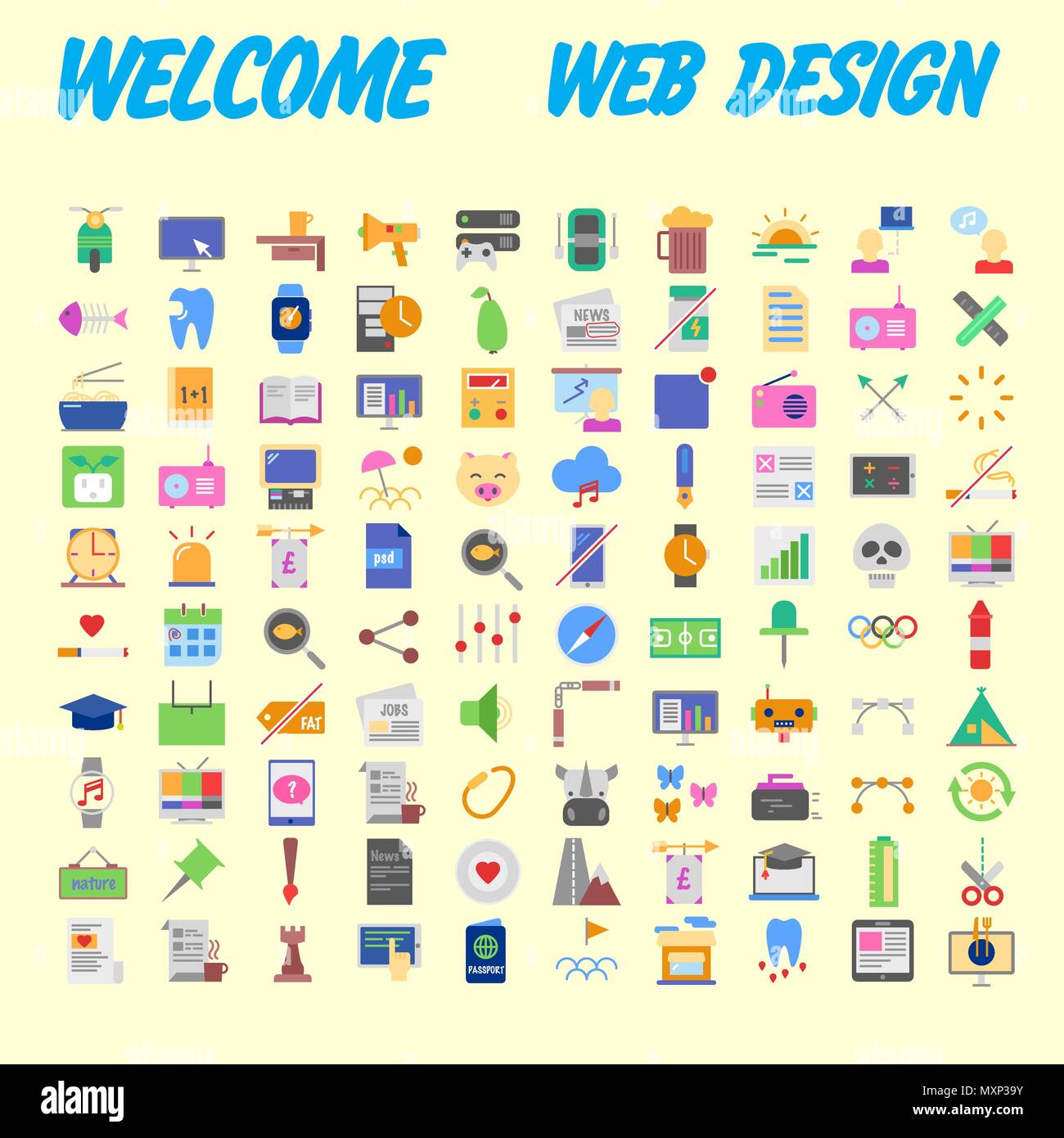 Set of 100 universal modern thin line icons for web and mobile. Vector ...