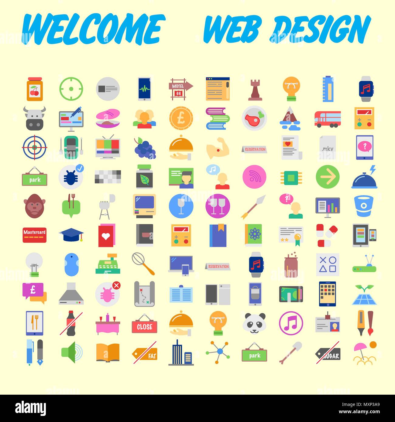 Set of 100 universal modern thin line icons for web and mobile. Vector ...