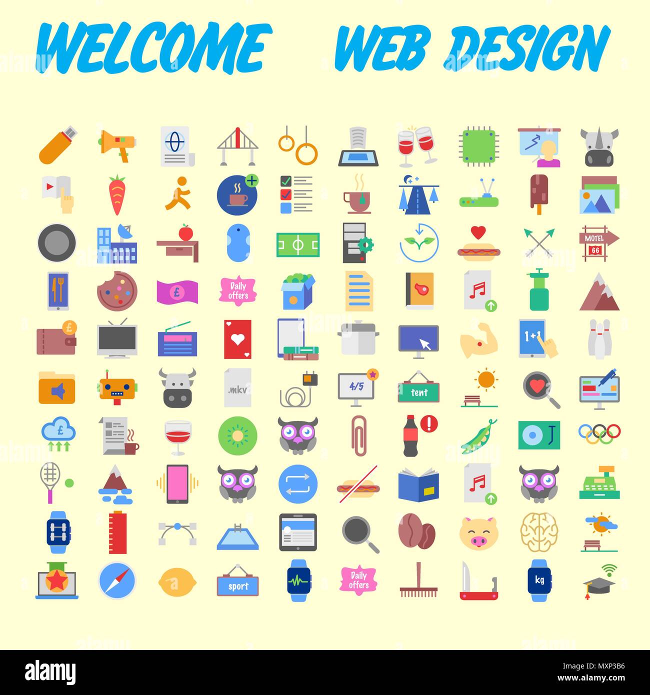 Set of 100 universal modern thin line icons for web and mobile. Vector ...