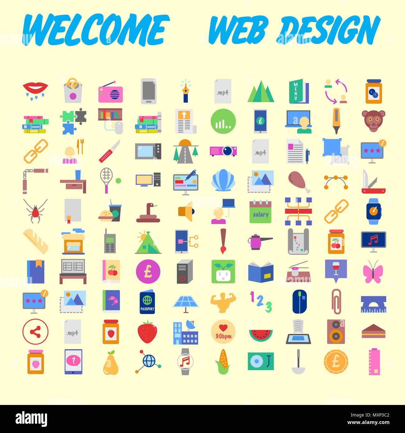 Set of 100 universal modern thin line icons for web and mobile. Vector ...