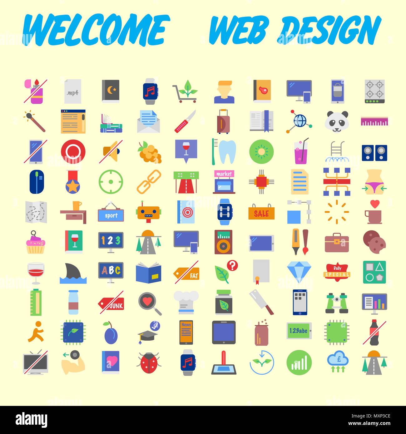 Set of 100 universal modern thin line icons for web and mobile. Vector ...