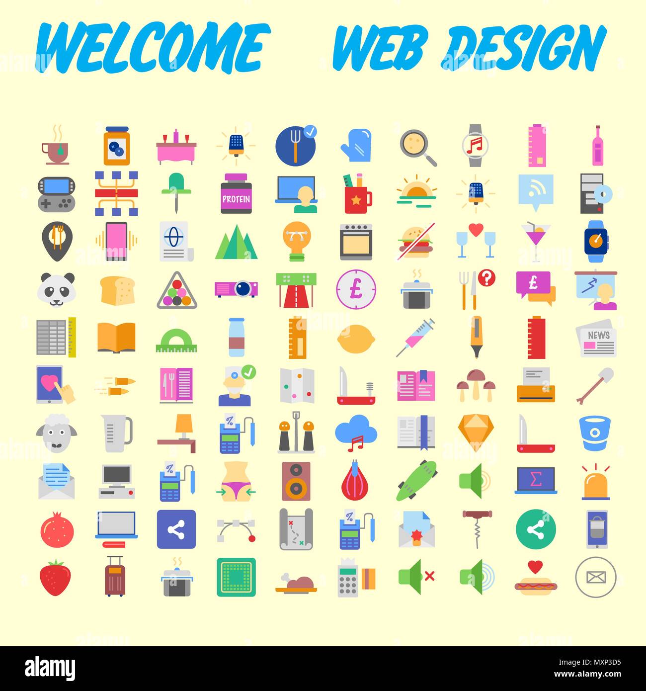 Set of 100 universal modern thin line icons for web and mobile. Vector ...