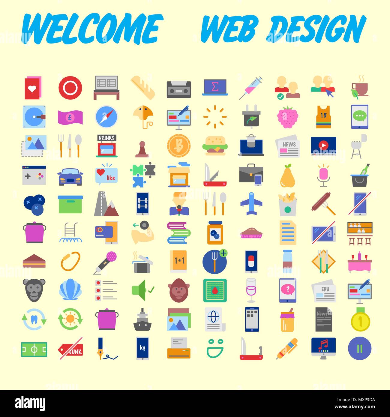 Set of 100 universal modern thin line icons for web and mobile. Vector ...