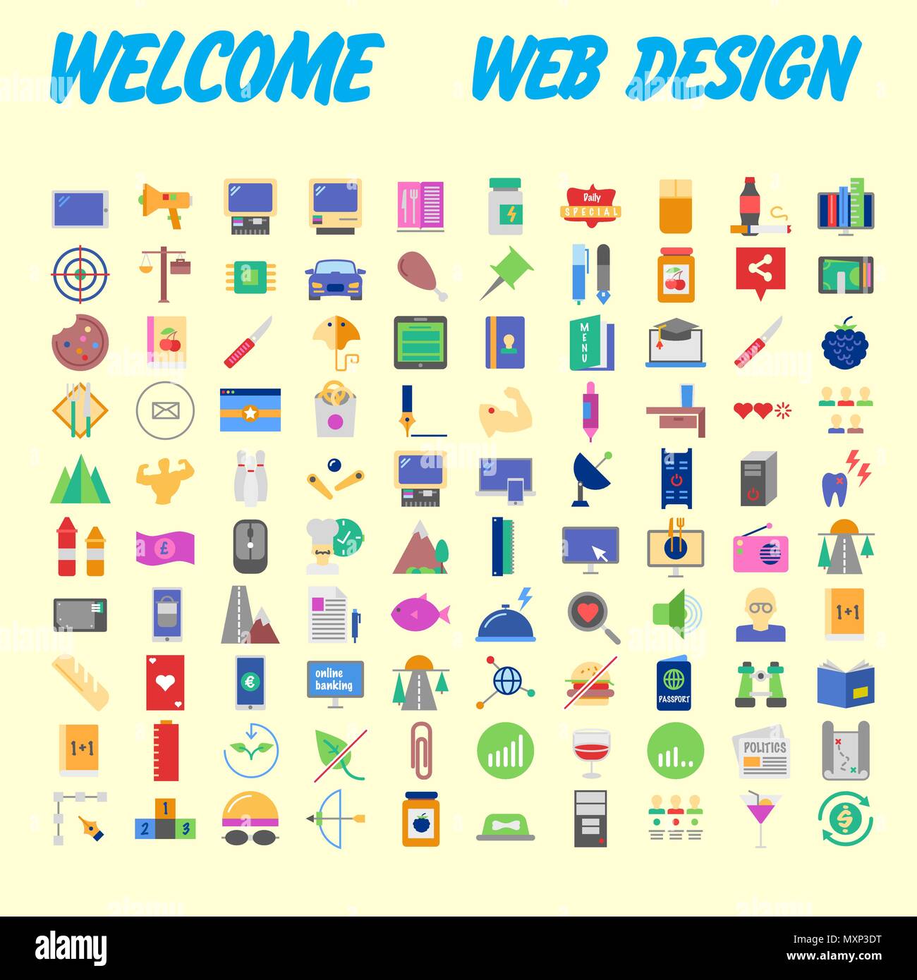 Set of 100 universal modern thin line icons for web and mobile. Vector ...