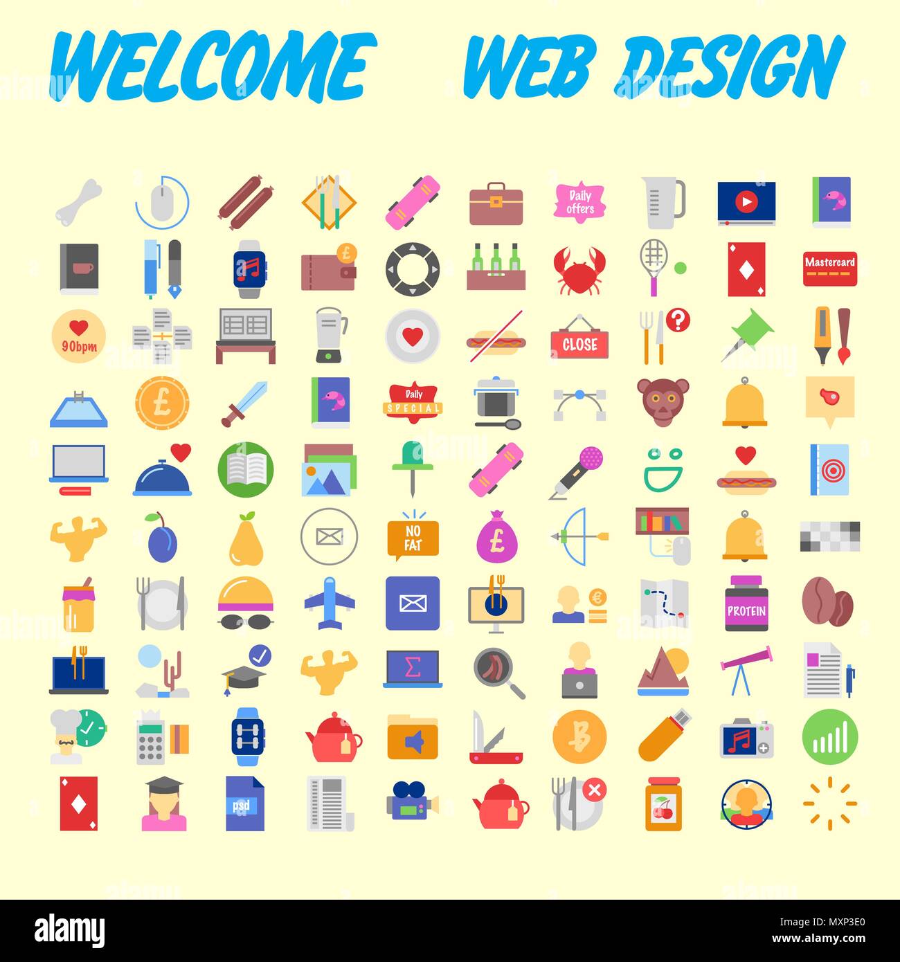 Set of 100 universal modern thin line icons for web and mobile. Vector ...
