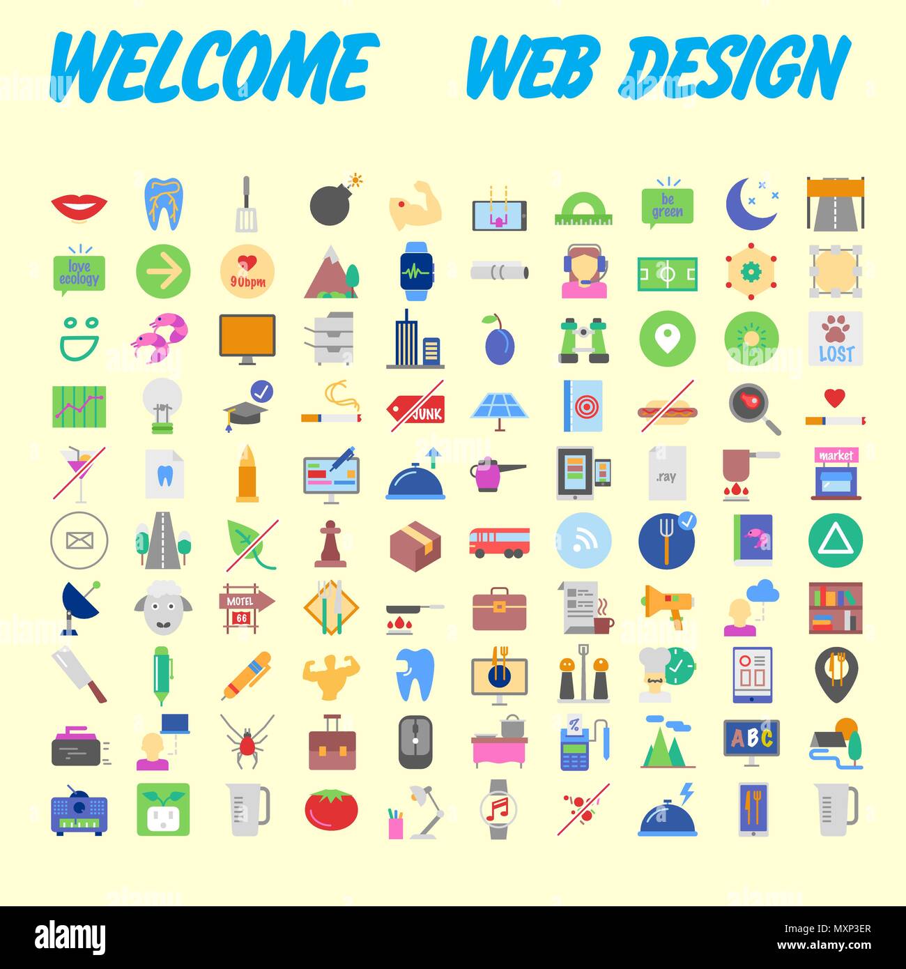 Set of 100 universal modern thin line icons for web and mobile. Vector ...