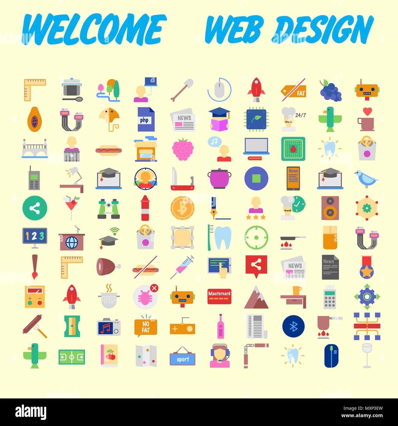 Set of 100 universal modern thin line icons for web and mobile. Vector ...