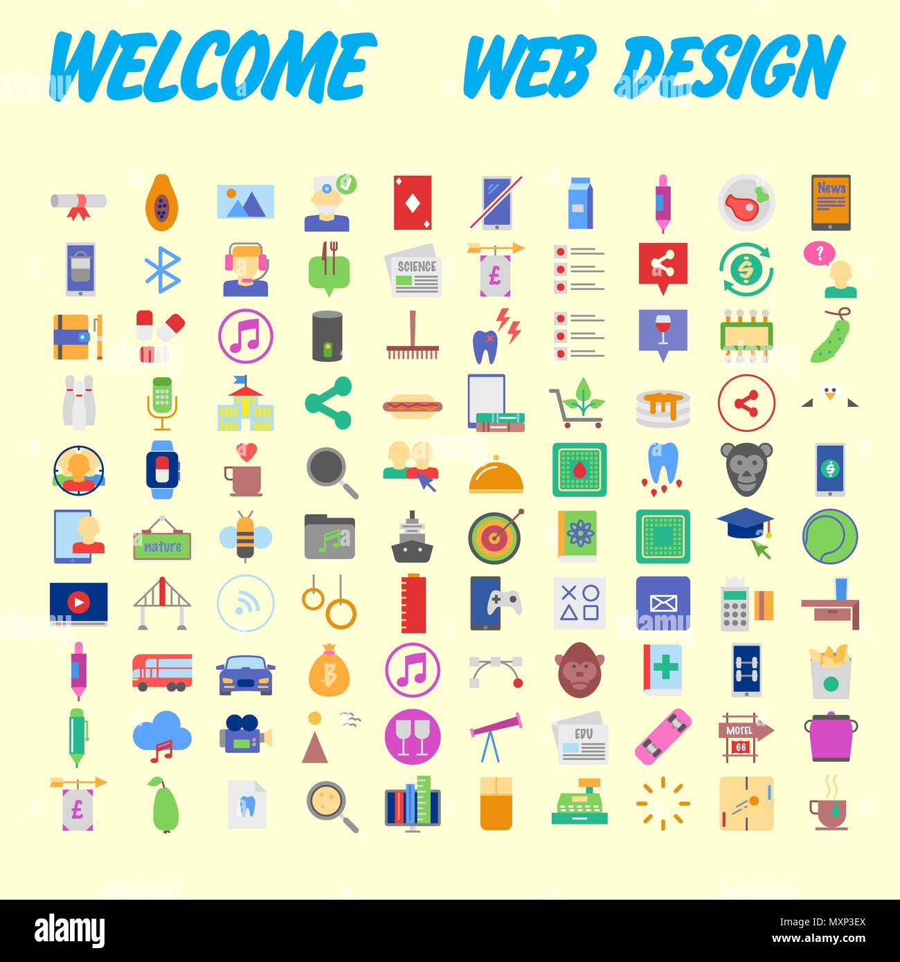 Set of 100 universal modern thin line icons for web and mobile. Vector ...